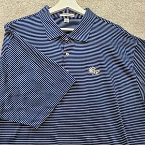 George Washington University  Peter Millar Polo Shirt Mens XXL Blue Striped Golf